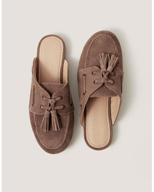 Monsoon Iris Suede Slip On Loafers Natural