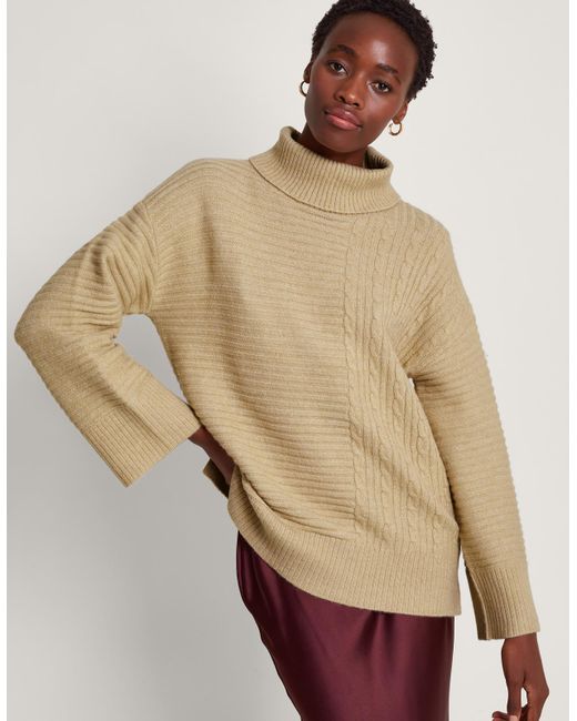 Camel cowl top neck jumper