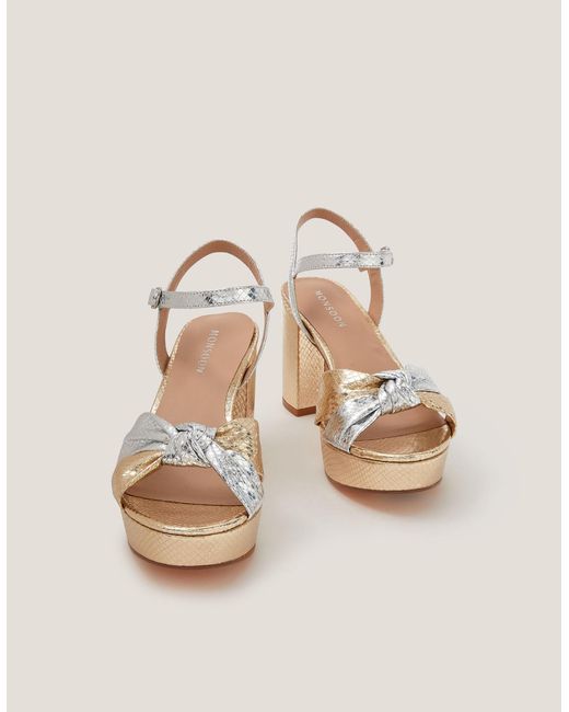 Monsoon Natural Sophie Mixed Metallic Platform Heels Multi