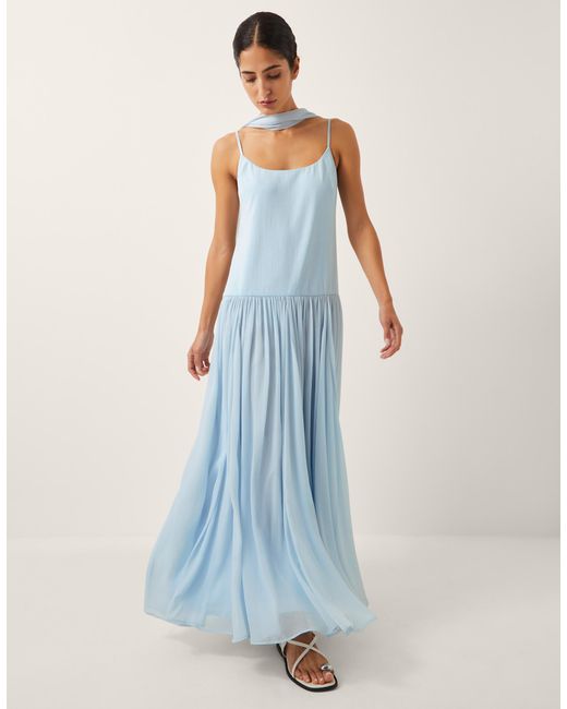 Monsoon The India Edit Tara Drop Waist Maxi Dress Blue