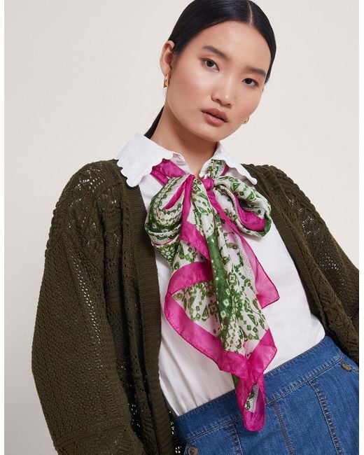 Monsoon Green Tile Print Silk Scarf