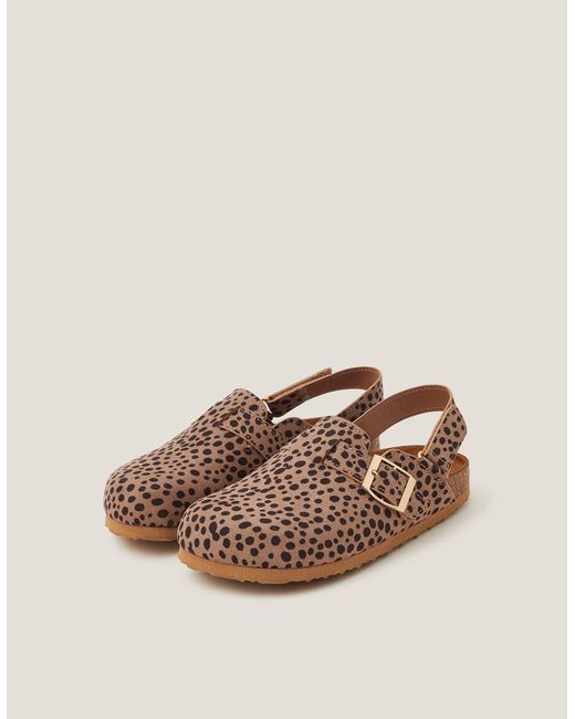 Monsoon Natural Animal Print Mules Brown
