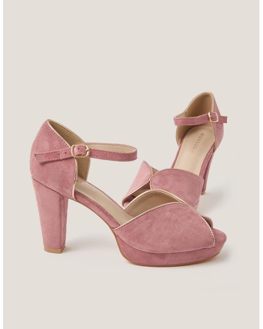 Monsoon Pink Gabi Trim Platform Heels
