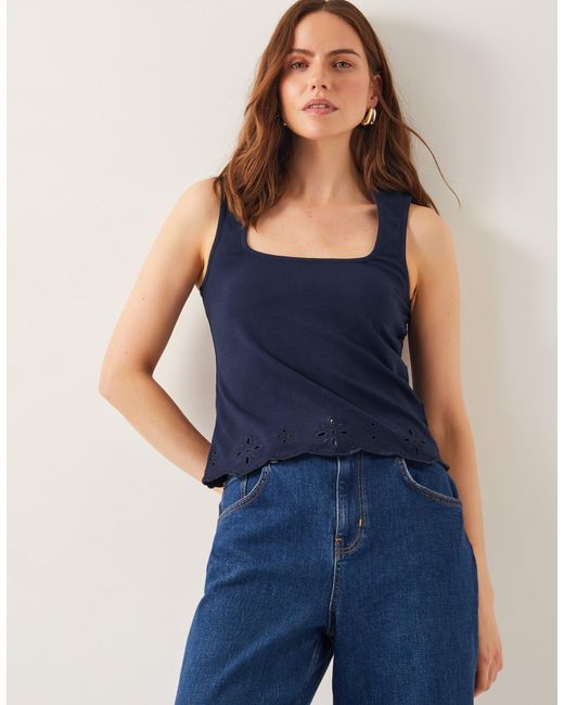 Monsoon Blue Cara Cutwork Cami Top