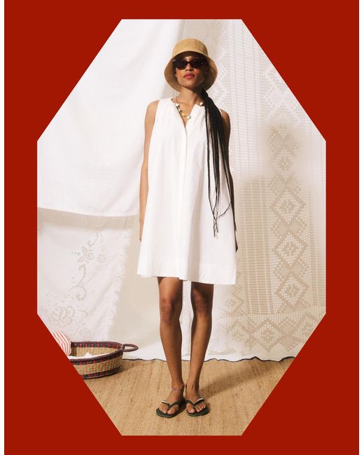 Monsoon Red Frnch Natalie Sleeveless Mini Dress White