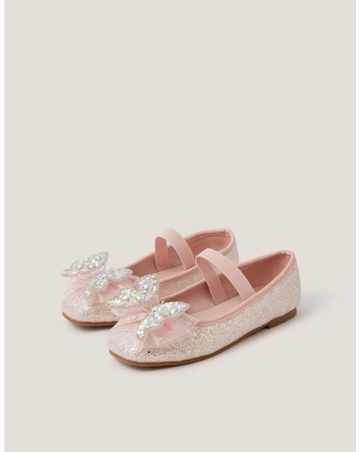 Monsoon Sparkle Butterfly Ballet Flats Pink