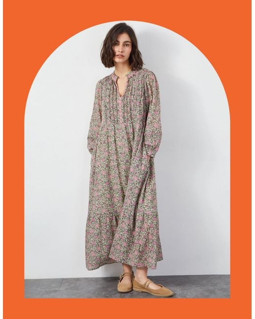 Monsoon White East Leona Ditsy Print Maxi Dress Green
