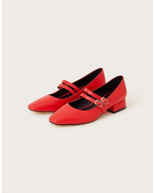 Monsoon Double Strap Mary Jane Shoes Red