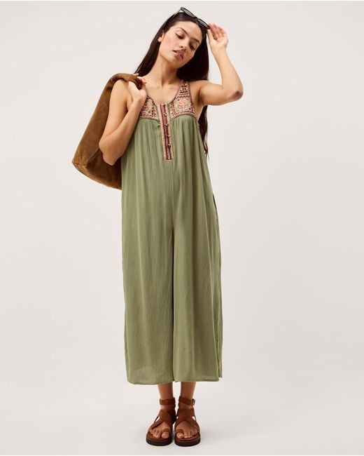 Monsoon Green Lidia Embroidered Jumpsuit