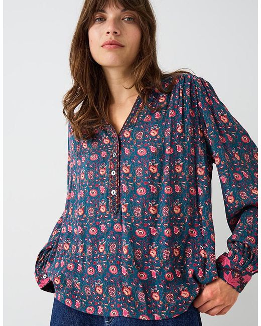 Monsoon Blue East Lyza Floral Top Teal