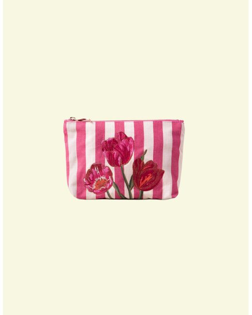 Monsoon Pink Elizabeth Scarlett Tulip Stripe Mini Pouch