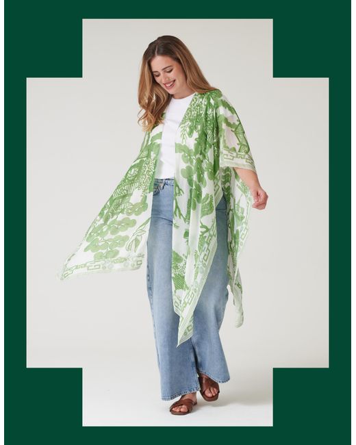 Monsoon One Hundred Stars Giant Willow Print Kimono Green