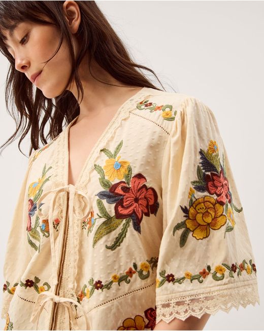 Monsoon Natural Yvette Floral Lace Top