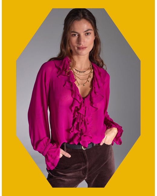 Monsoon East Ruffle Blouse Pink