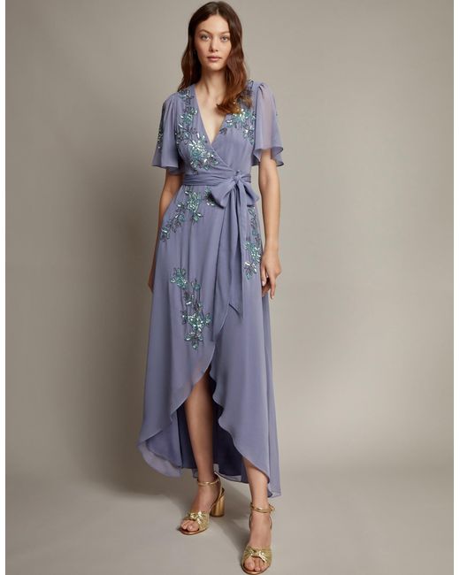 Monsoon Blue Sarah Maxi Wrap Dress