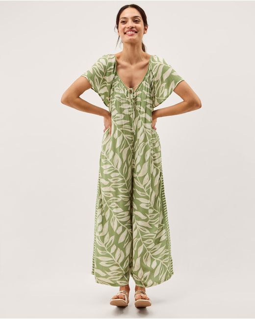 Monsoon Green Lillie Leaf Print Jumpsuit