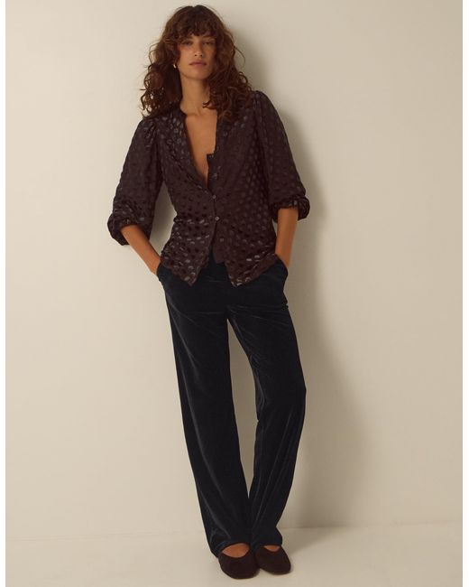 Monsoon Mila Velvet Straight Leg Trousers Black