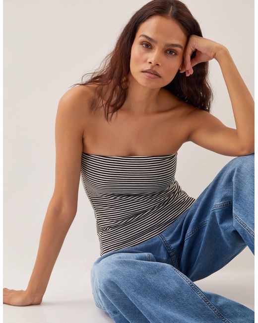 Monsoon Blue Billie Stripe Bandeau Top Ivory