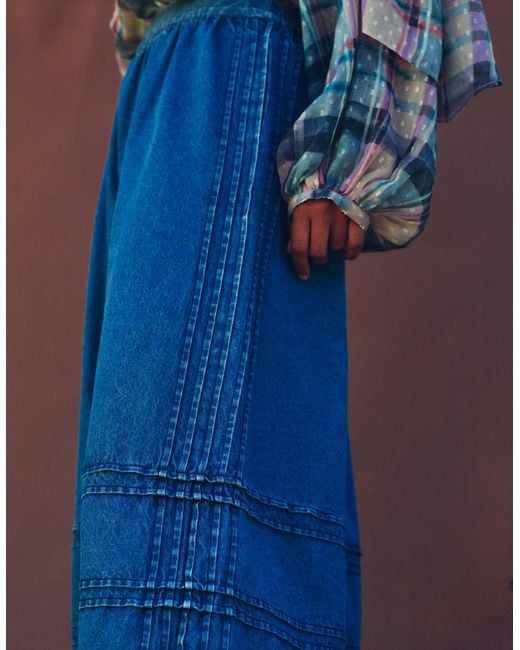 Monsoon East Renata Denim Midi Skirt Blue