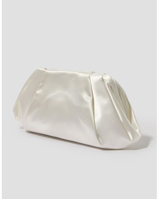Monsoon Natural Oona Pleat Satin Clutch Bag