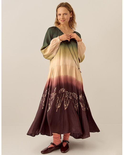 Monsoon Brown East Izzy Dip Dye Dress Multi