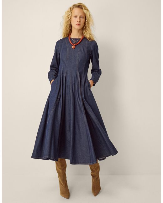 Monsoon Blue Isadora Seamed Denim Midi Dress