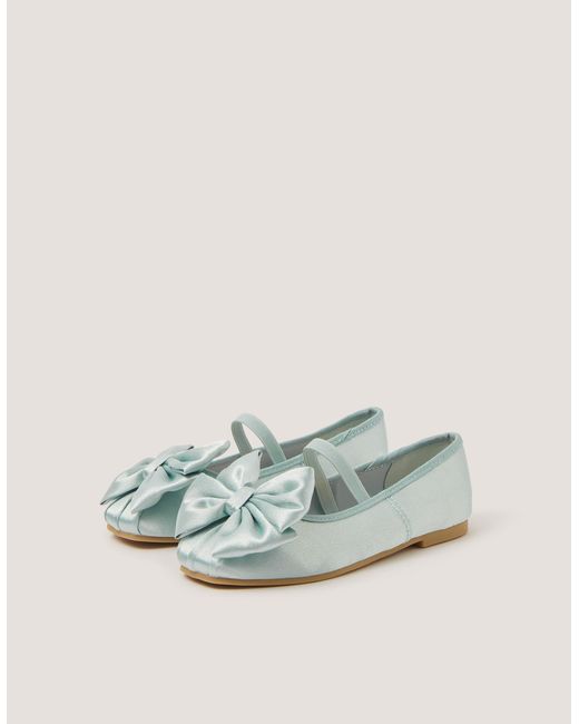 Monsoon Bow Satin Ballet Flats Green