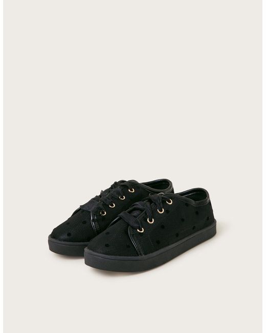 Monsoon Girls Black Polka Dot Princess Trainers, Size: 11