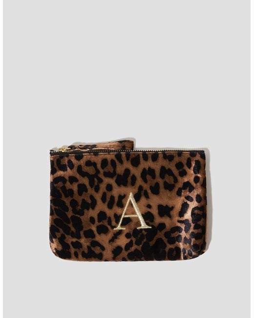 Monsoon Women's Dark Brown Leopard Print Velvet Initial Purse, Size: B