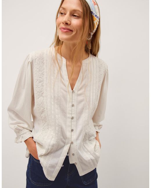 Monsoon Natural Leila Lace Jersey Top