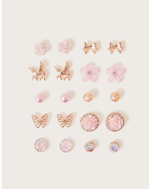 Monsoon Natural Pretty Stud Earrings 10 Pack