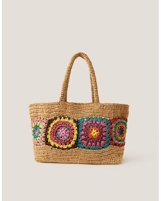 Monsoon Natural Pippa Crochet Raffia Beach Bag
