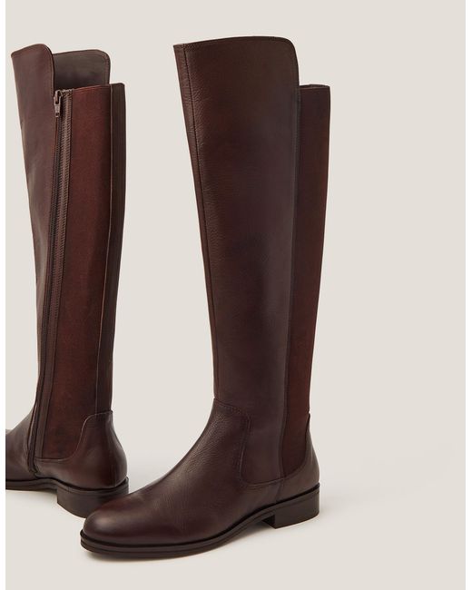 Monsoon Una Leather Knee High Boots Brown