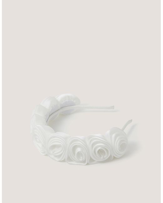 Monsoon Natural Rosette Satin Headband Ivory