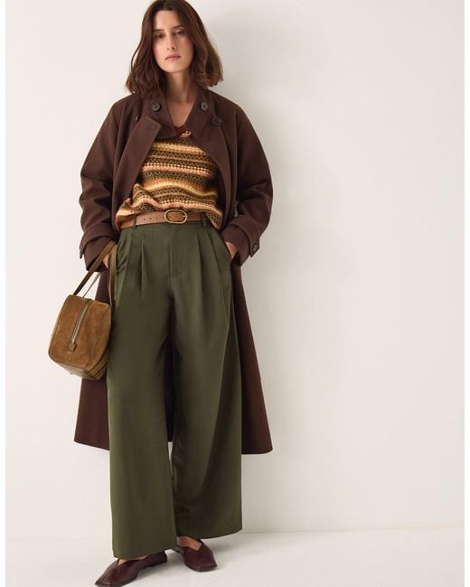 Monsoon Green Esther Pleated Trousers