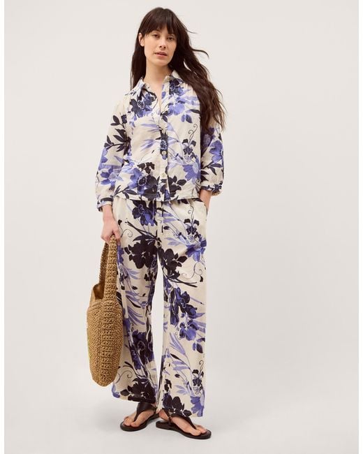 Monsoon Blue Nicolette Floral Trousers