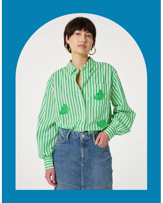 Monsoon Blue Fabienne Chapot Alex Lime Stripe Shirt Green
