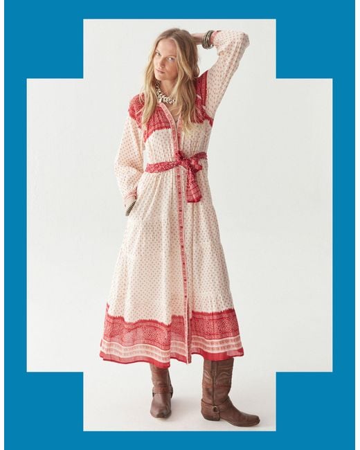 Monsoon White Maison Hotel Triana Bandana Print Midi Dress Red
