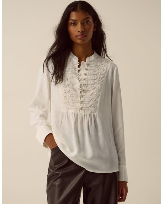 Monsoon Brown Pippa Military Top Ivory