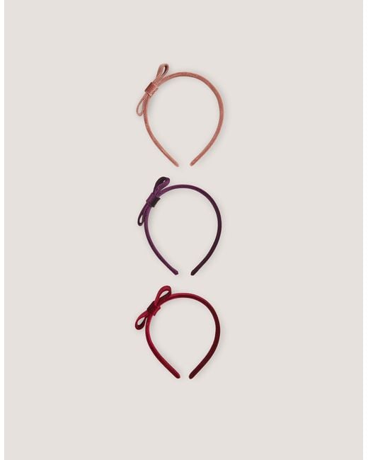 Monsoon Pink 3-pack Bow Velvet Headbands