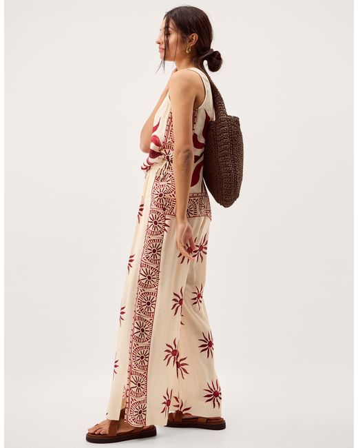 Monsoon Pink Sunnie Wide Leg Beach Trousers Ivory