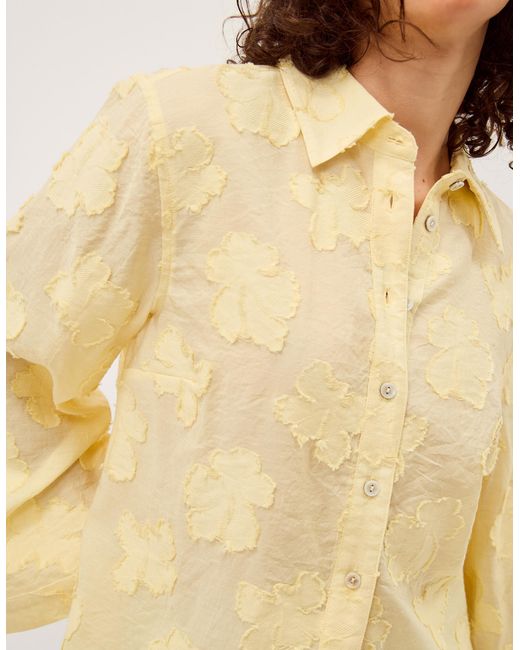 Monsoon Natural Tyra Floral Jacquard Shirt Yellow
