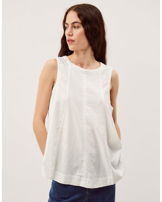 Monsoon Sammy Swing Linen Blend Tank Top White