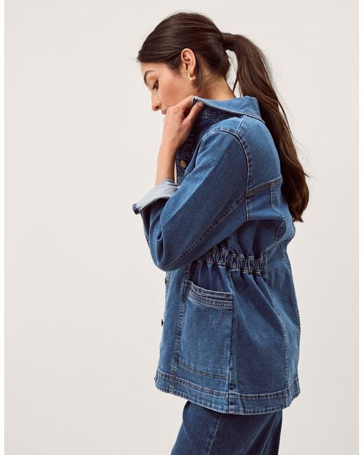 Monsoon Mabel Longline Denim Jacket Blue