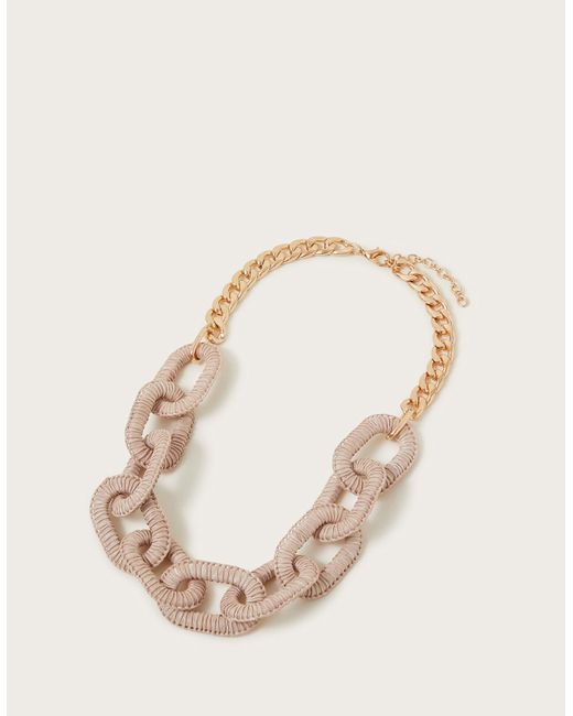Monsoon Natural Large Raffia Chain Link Necklace