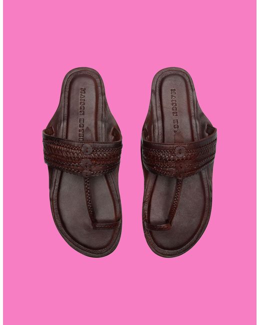 Monsoon Pink Maison Hotel Krishna Toe-strap Leather Sandals Tan