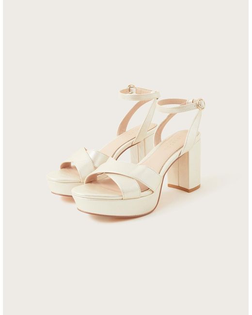 Monsoon Natural Pearlised Platform Heeled Sandals Ivory