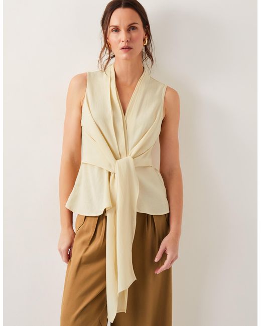 Monsoon Natural Jasmine Tie-front Tank Top Ivory