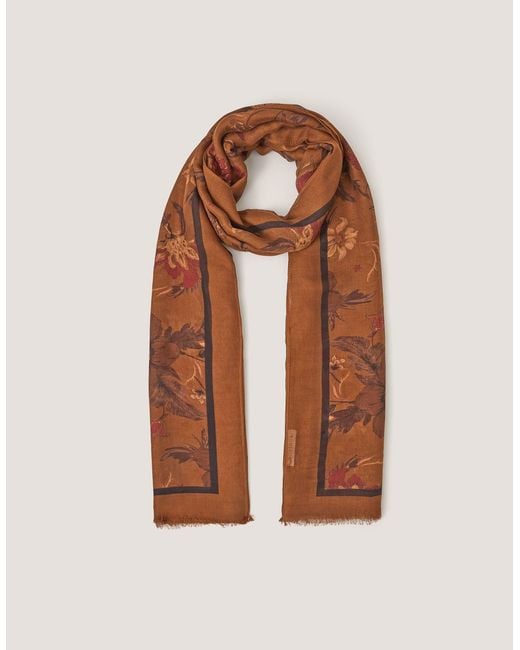Monsoon Brown Princella Floral Print Scarf