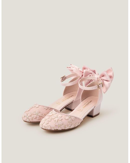 Monsoon Sara Embroidered Flower Heels Pink
